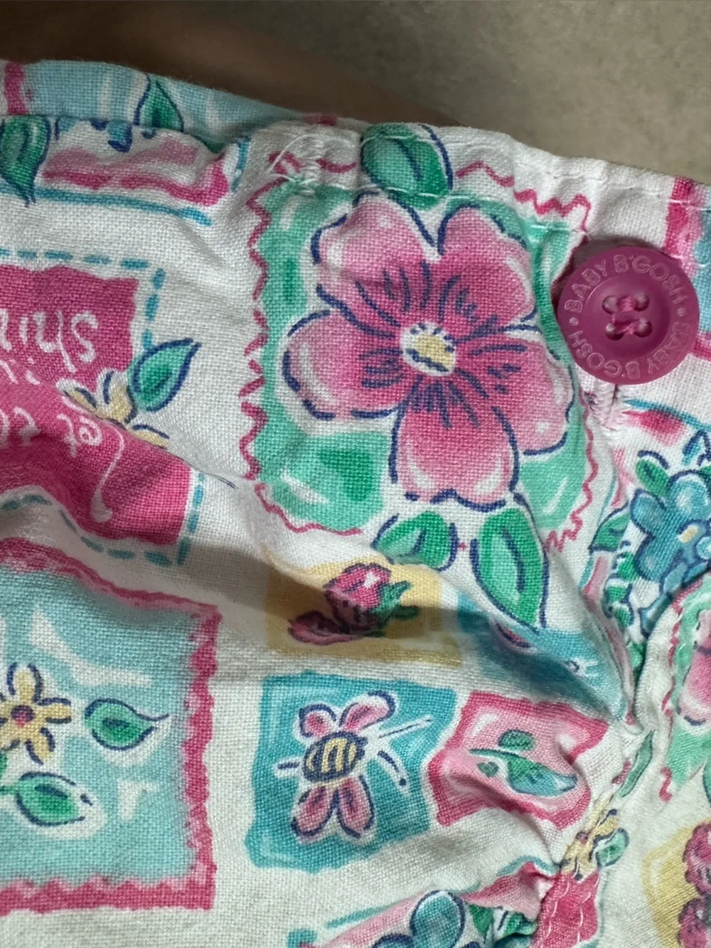 Vintage Baby B’gosh Vestbak Bubble Romper USA 6-9M Floral Butterfly Cotton Rare